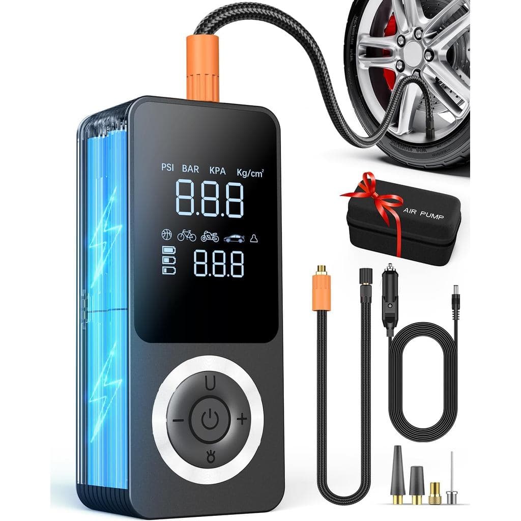 Inflador de Pneus Sem Fio, Compressor de Ar Portátil, Bomba de Ar Inteligente para Pneus de Carro com Medidor de Pressão