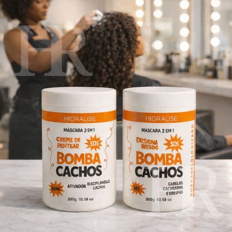 Kit c/ 2 Creme de Pentear SOS Bomba Cachos Cacheados e Crespos Hidralize 1kg Cada