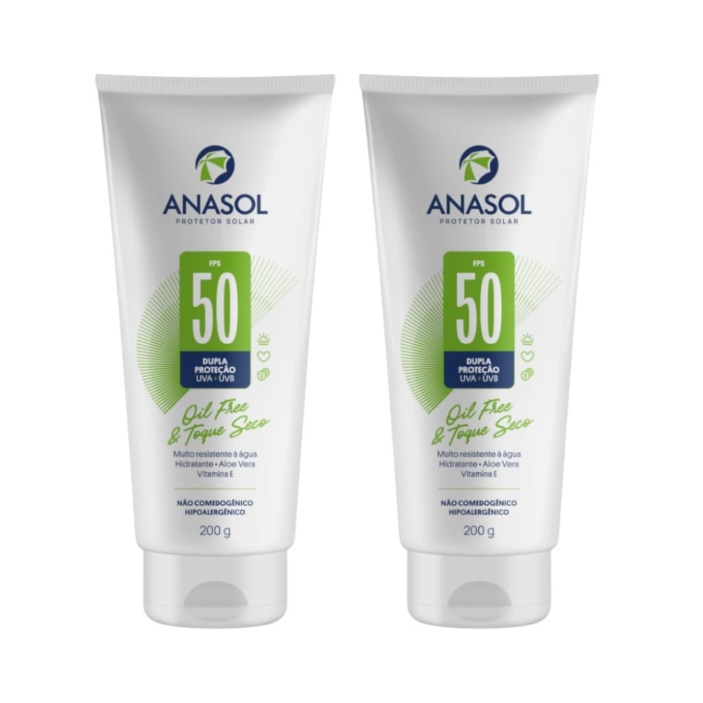 Kit 2 Protetor Solar Oil Free Toque Seco Fps50 200g - Anasol