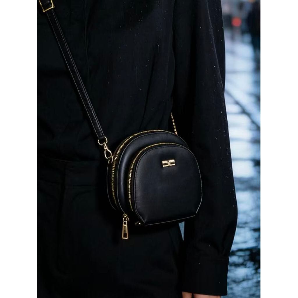 Bolsa Transversal Redonda De Couro Com Zíper Triplo Para Feminina Bolsa Portátil Para Celular V2390 VT