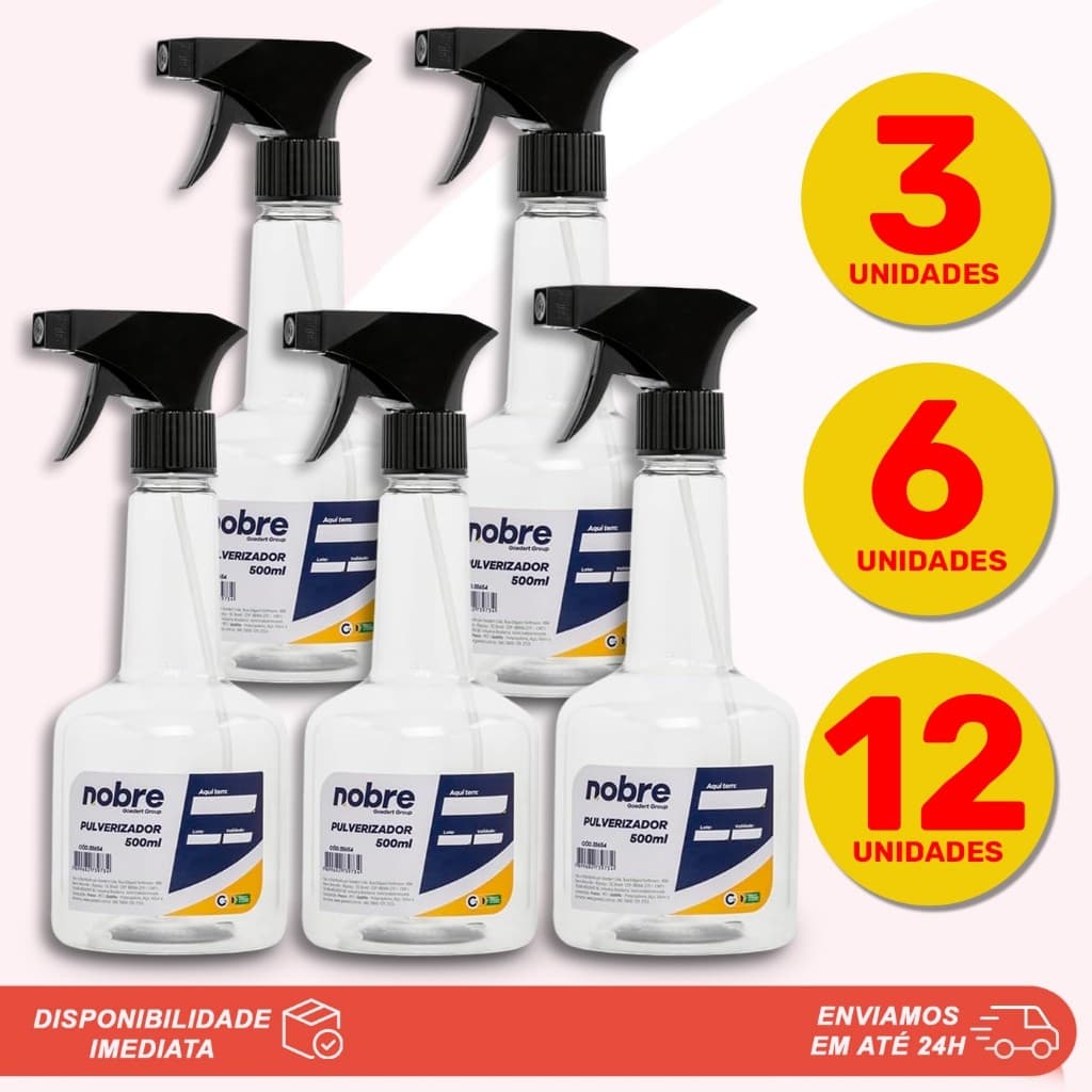 KIT 12 Pulverizadores Borrifadores 500ml Nobre