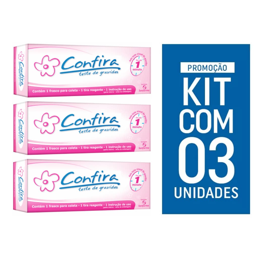 Kit com 3 Teste de Gravidez Fitinha Confira - Sanfarma