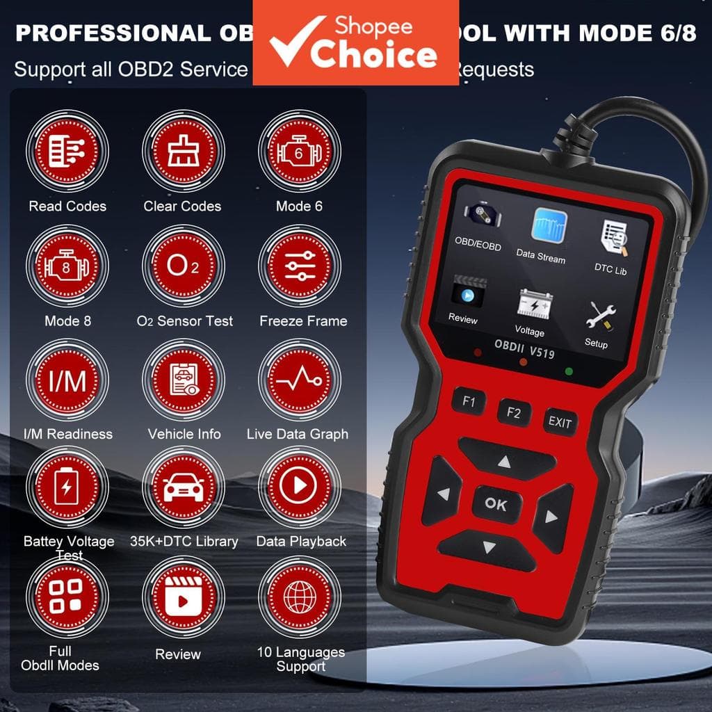 OBD2 Scanner De Carro , Ferramenta De Diagnóstico Automático , Leitor De Código De Falha De Luz Do Motor Com Teste De Ba