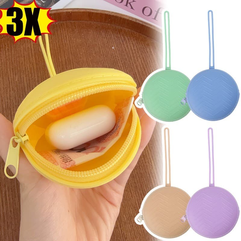 Bolsa Organizadora De Moedas Multiuso De 3 Unidades-De Armazenamento De Silicone-Para Chupetas , Lanches , Chaves , Bato