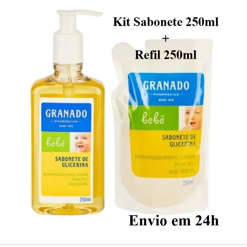 Kit Sabonete Líquido Granado 250ml + Refil 250ml – Total 500ml | Original | Suave para Pele Sensível
