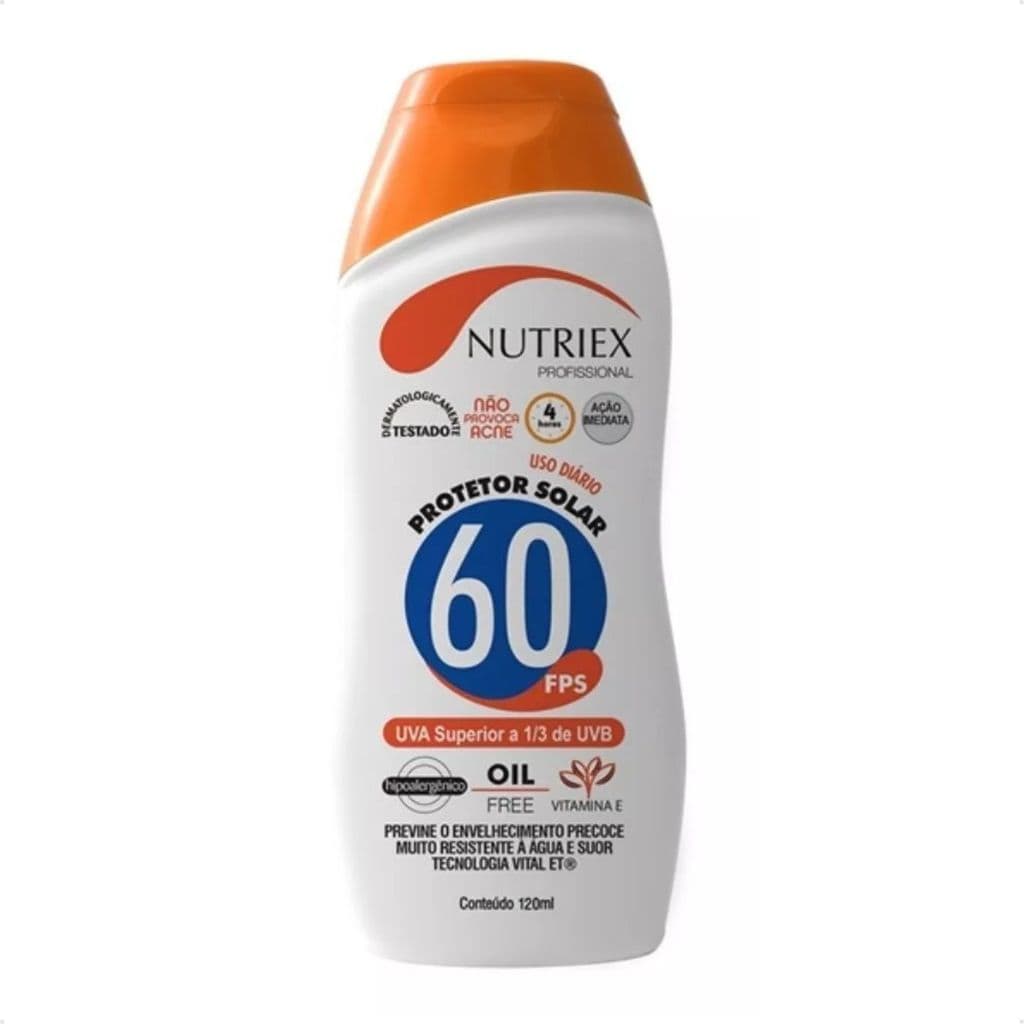 Protetor Solar Nutriex FPS 60 120ml Proteção UVA UVB Toque Seco Uso Diário