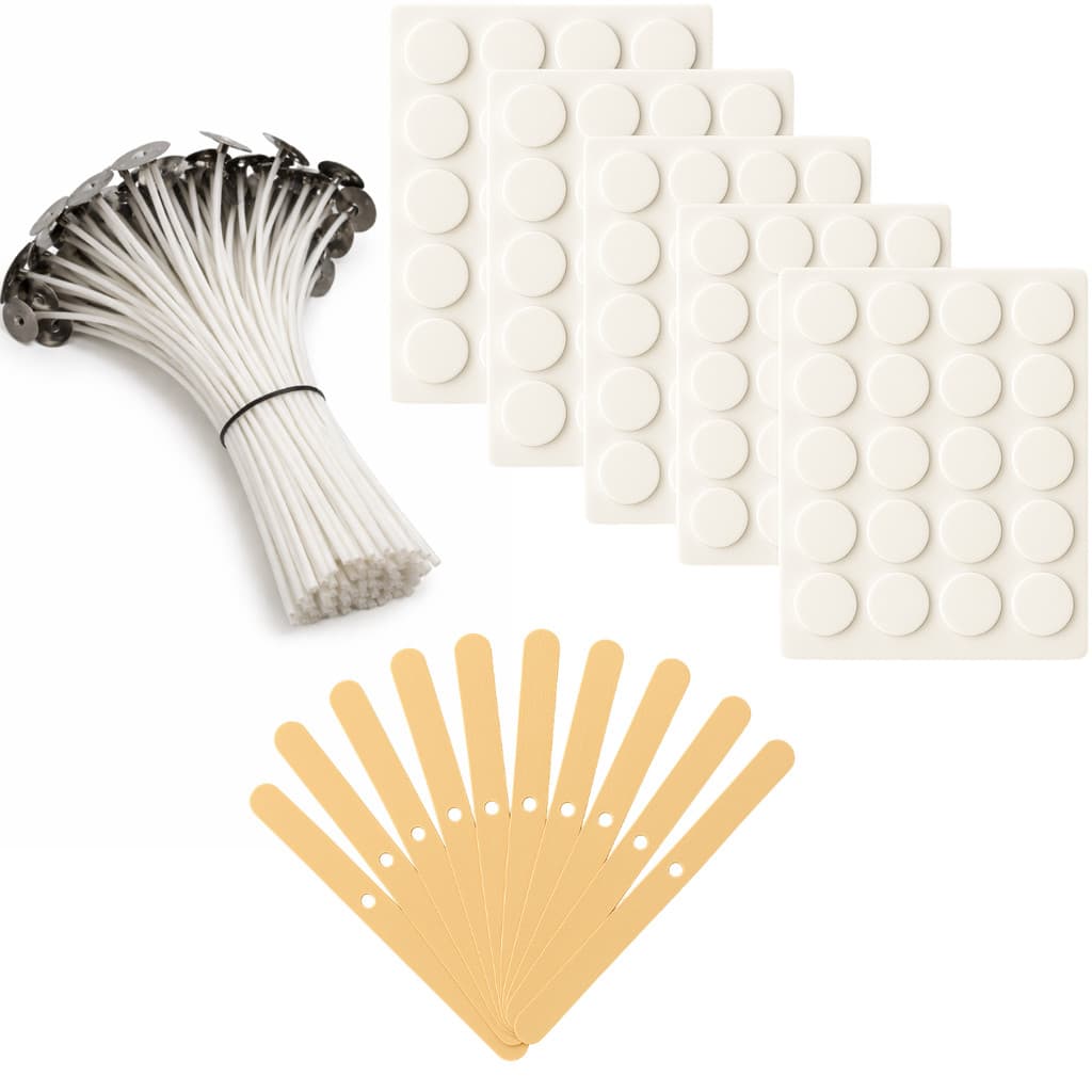 Kit Completo Pavio Velas Artesanais A2020 São Vitor 100 Pavios + 100 Adesivos + 25 Centralizadores