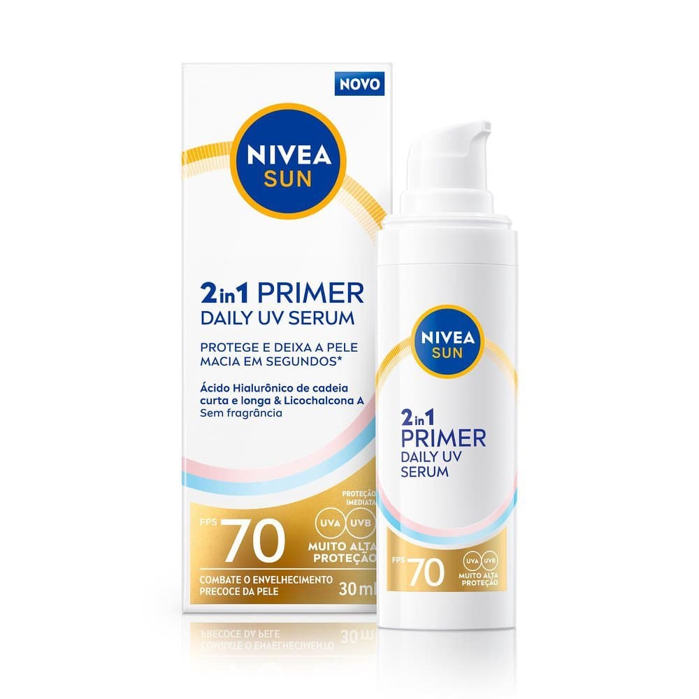 Primer Nivea Sun Daily UV Sérum 2 em 1  FPS 70 Sem Perfume 30ml