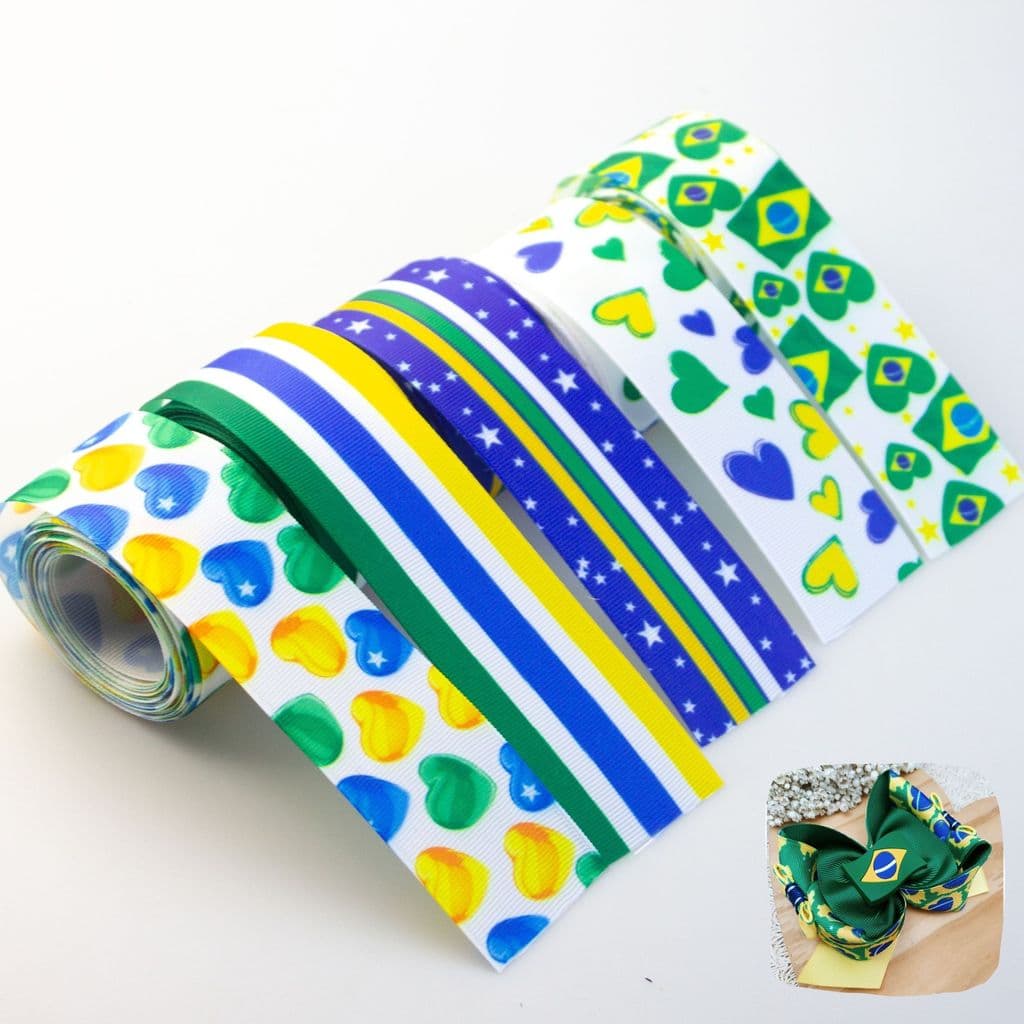 Fita de Gorgurão Copa do Mundo 2026 Brasil Para Laço, Tiara, Decoração
