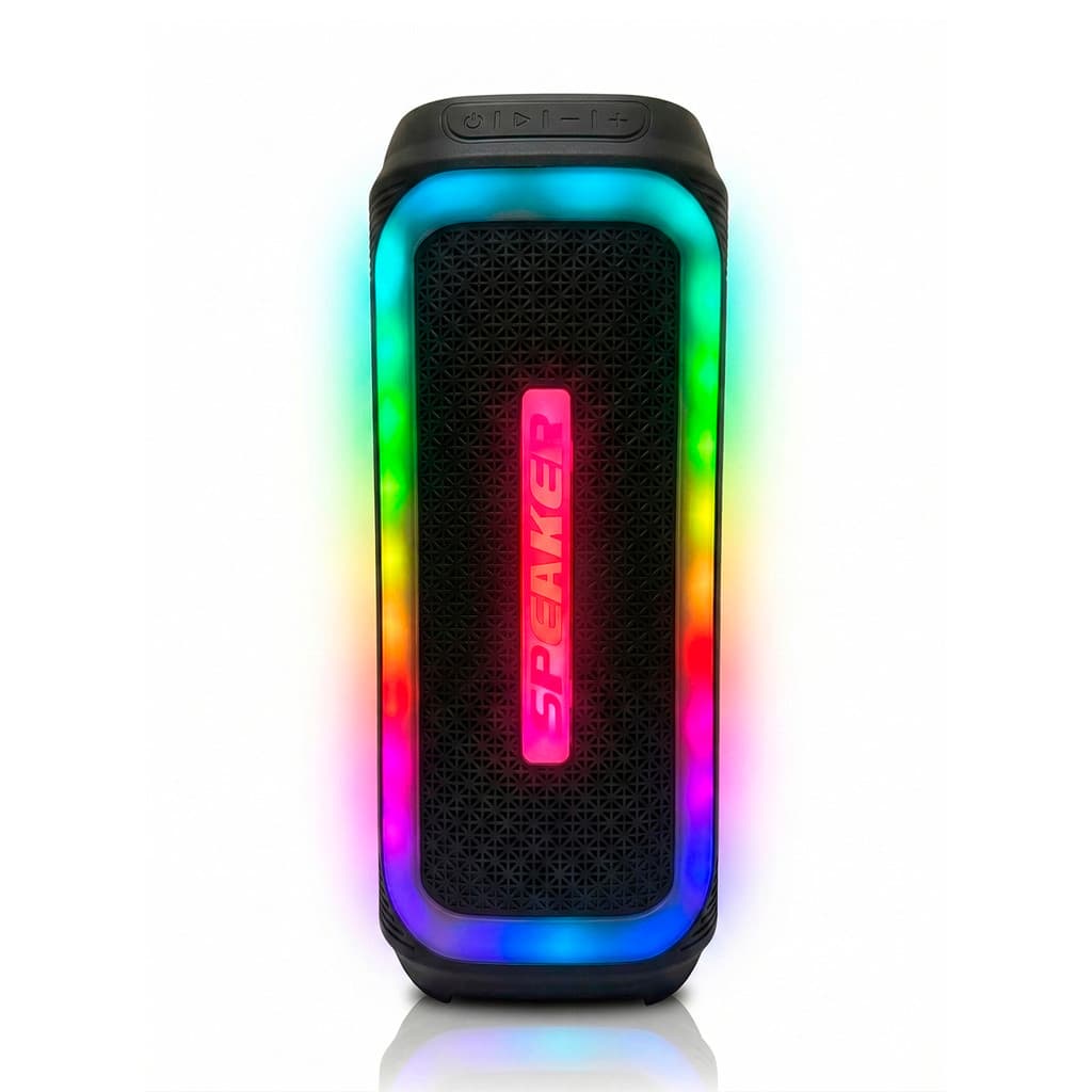 Caixa De Som Bluetooth Hi-Fi USB Radio Fm Alto Falante Speaker Painel LED RGB 50W