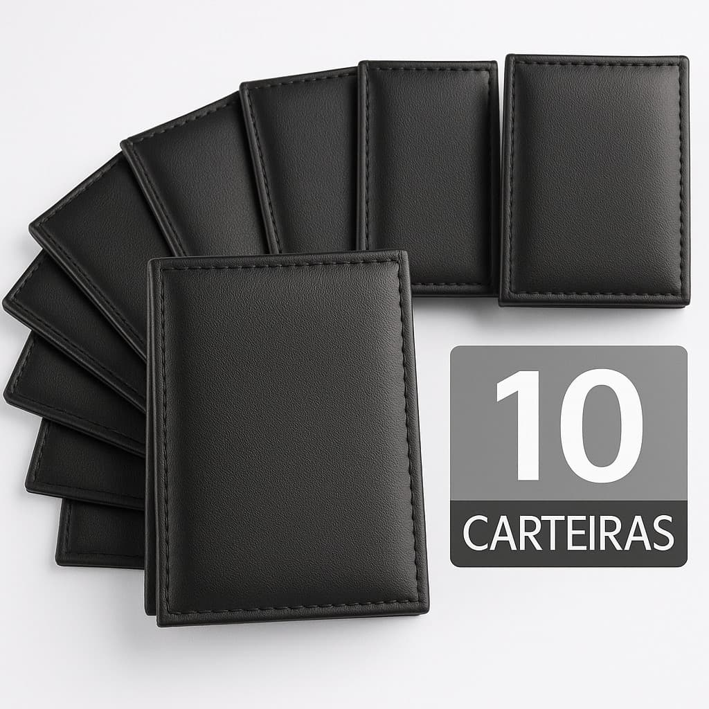 KIT 10 Carteira Slim Masculina Couro - Porta Cartão 5 - 10 - 20 Unidades Couro Legitimo
