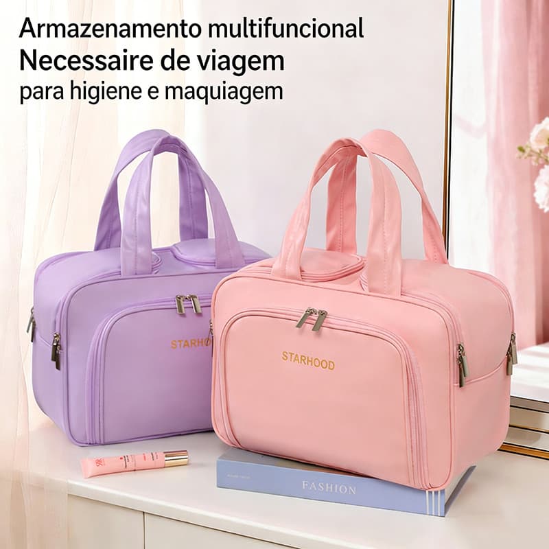 necessaire organizadora Bolsa Cosmético Duplo Grande e Multifuncional Portátil para Cuidados de Viagem 