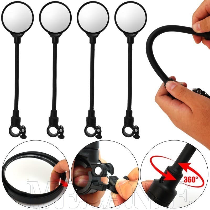 Espelho Reflexivo De Bicicleta De 1/2 Unidade-Acessórios De Ciclismo Para Andar-Retrovisor De Guiador Ajustável De Vidro