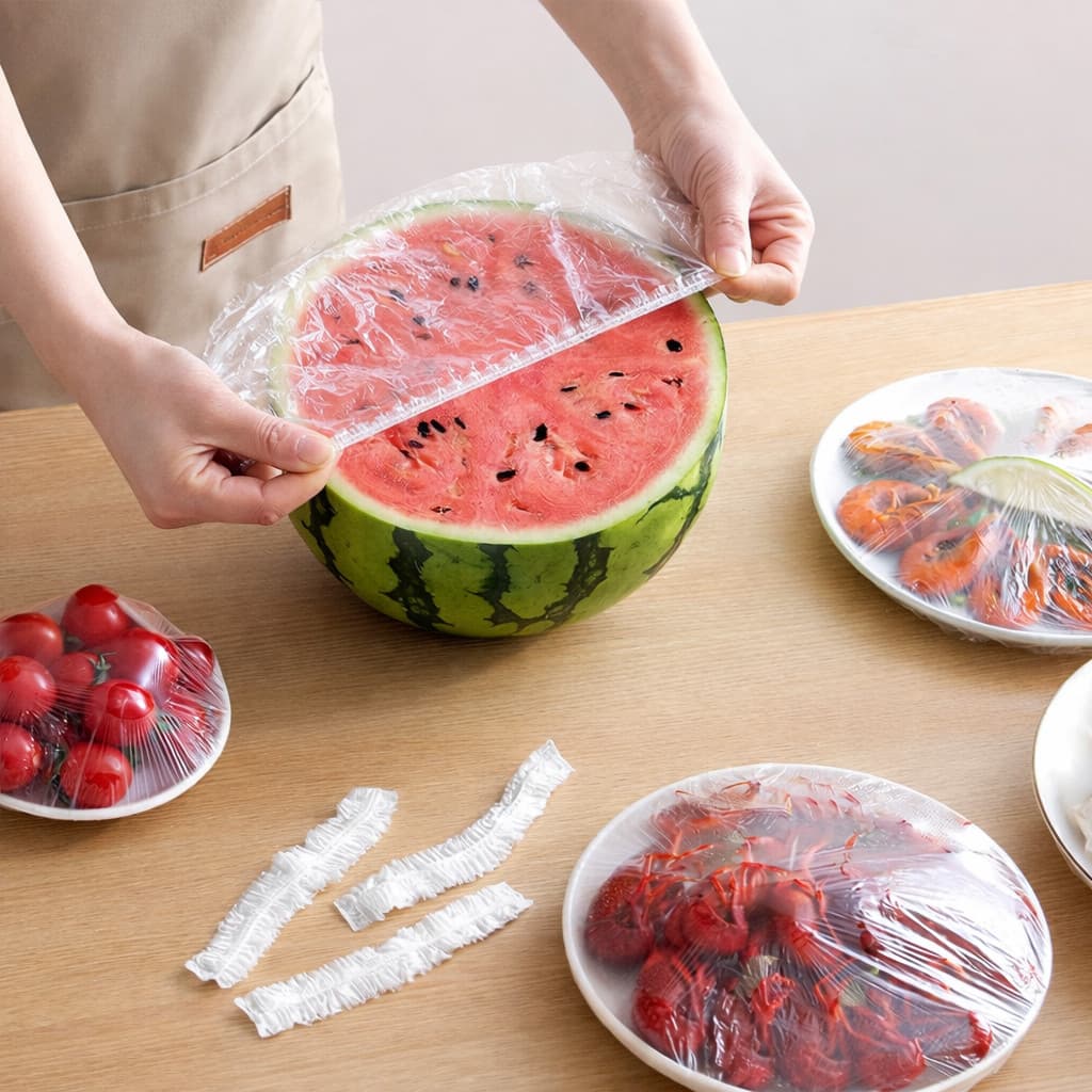 Kit 100/200/300 Unidades Tampa Elástica para Alimentos 25cm Capa Protetora para Prato Tigela Frutas Comida Toca