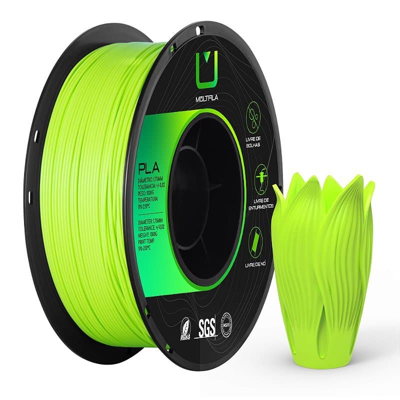 Filamento MultFila Impressora 3D PLA Verde Limão 1kg