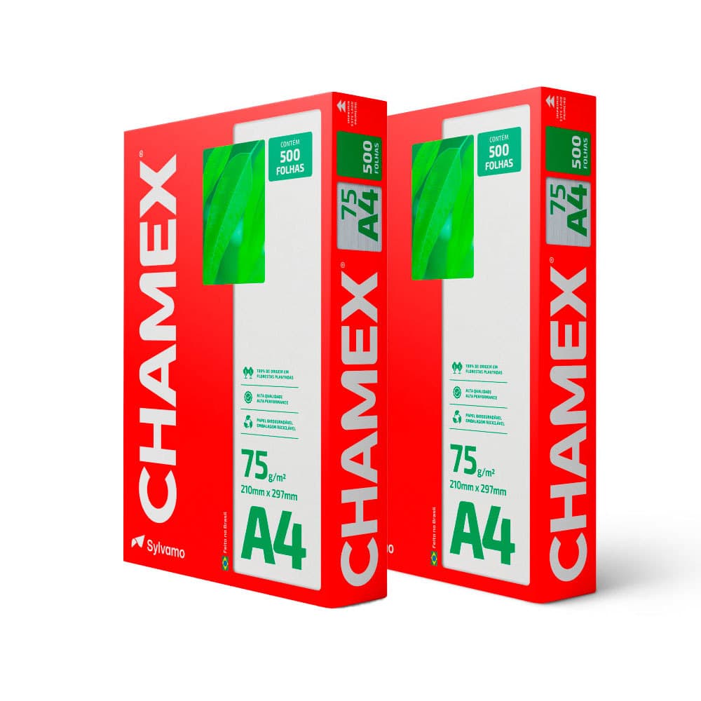 Kit 2 pacotes papel sulfite A4 75g 210x297 1000 folhas Chamex