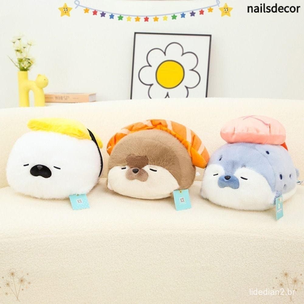 Boneca De Pelúcia NAILSDECOR , Fofa De 11 Cm/40 , Chaveiro Delicado De Lontra Do Mar Marrom/Azul/Branco