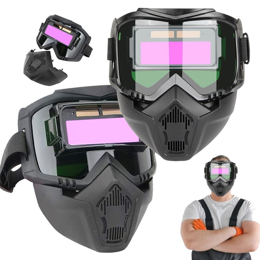 Capacete De Solda Full Face Auto Escurecimento Removível Com Óculos Anti-reflexo