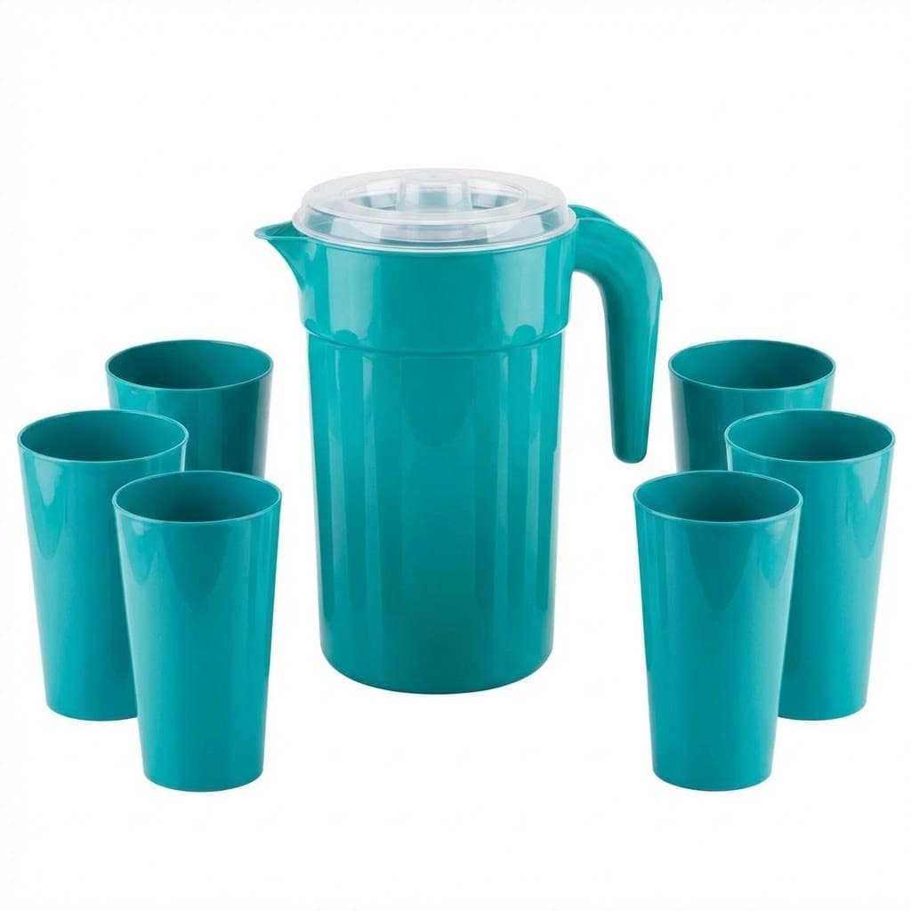 Conjunto Jarra 2L Copos 400ml Plástico Livre BPA Bebidas Frias Fácil Limpar Resistente