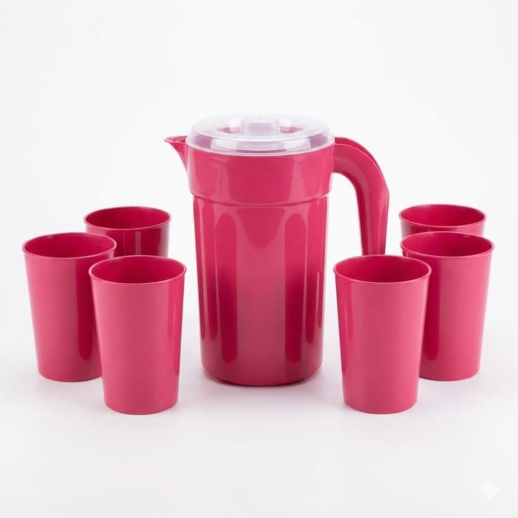 Conjunto Jarra 2L Copos 400ml Plástico Livre BPA Bebidas Frias Fácil Limpar Resistente