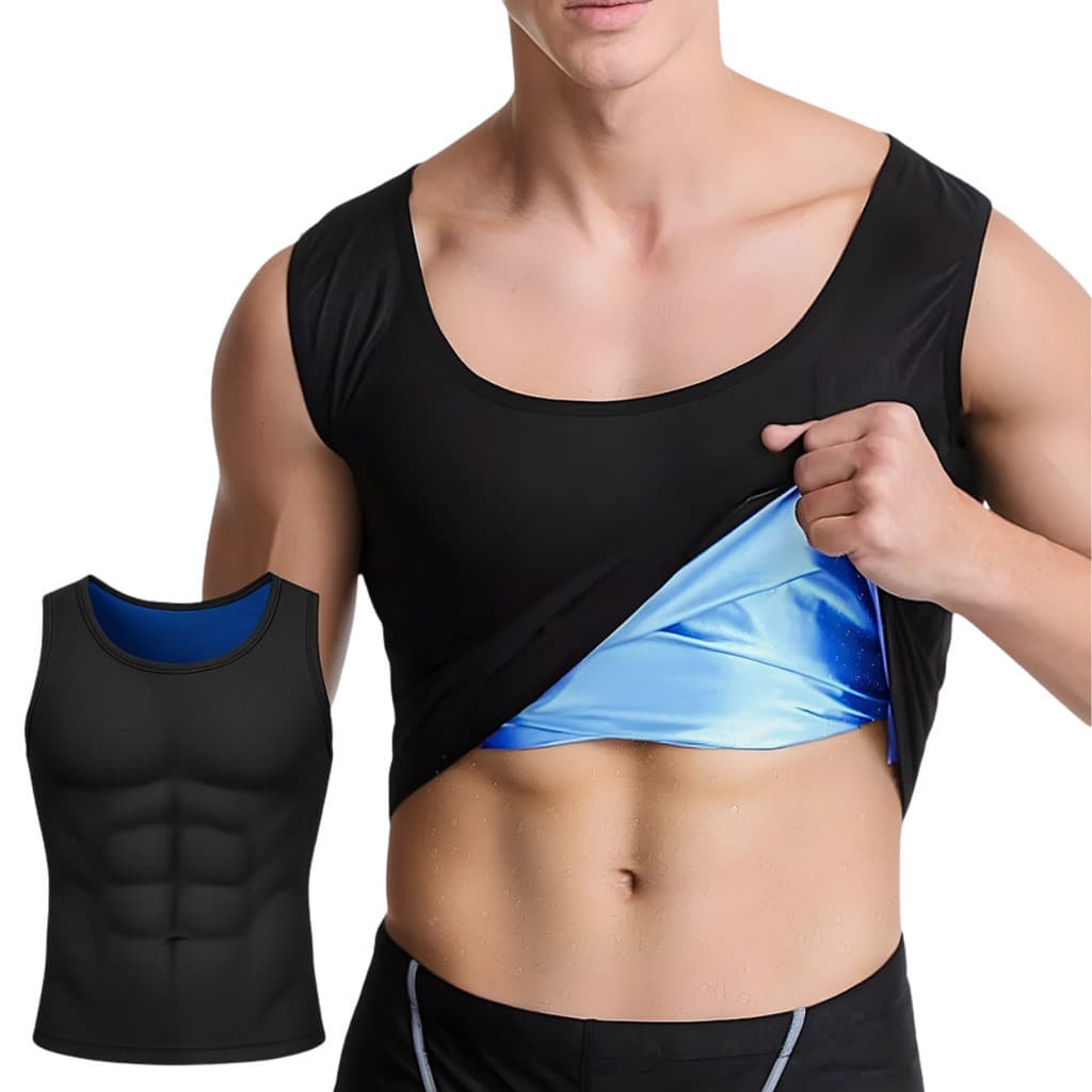 Camiseta Regata Termica Cinta Camisa Compressão Abdominal Masculino Sauna Modeladora Redutora Medida