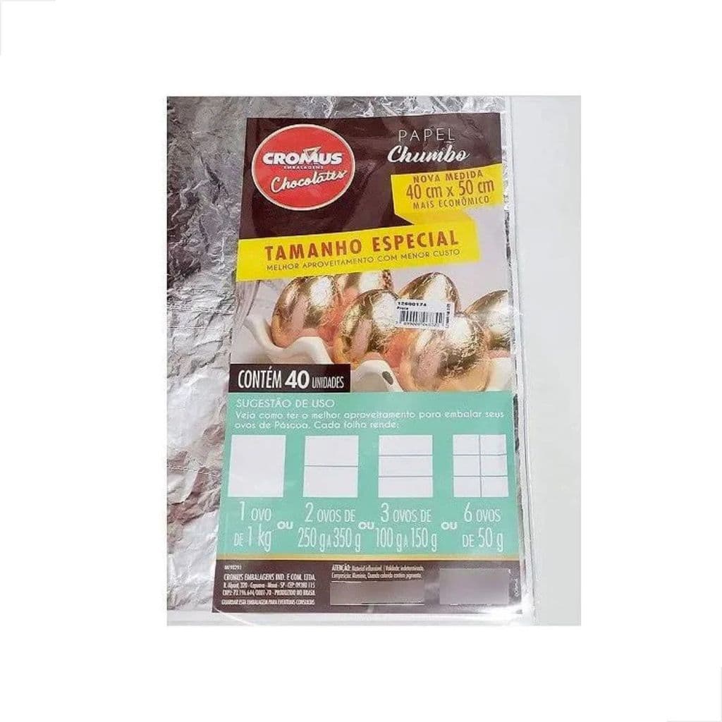 Papel Chumbo Cromus 40cm X 50cm Prata 40un Cromus