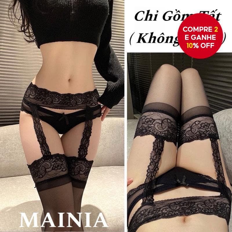 Meias Liga De Renda Preta Sensual De Uma Peça | Inocente , Mas Provocante Na Altura Da Coxa Para Reuniões Românticos