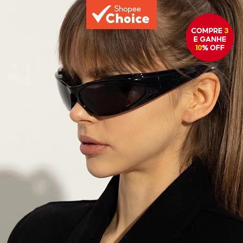 Óculos De Sol Cyber Y2K Retrô Hip Hop Proteção UV Para Pista Streetwear