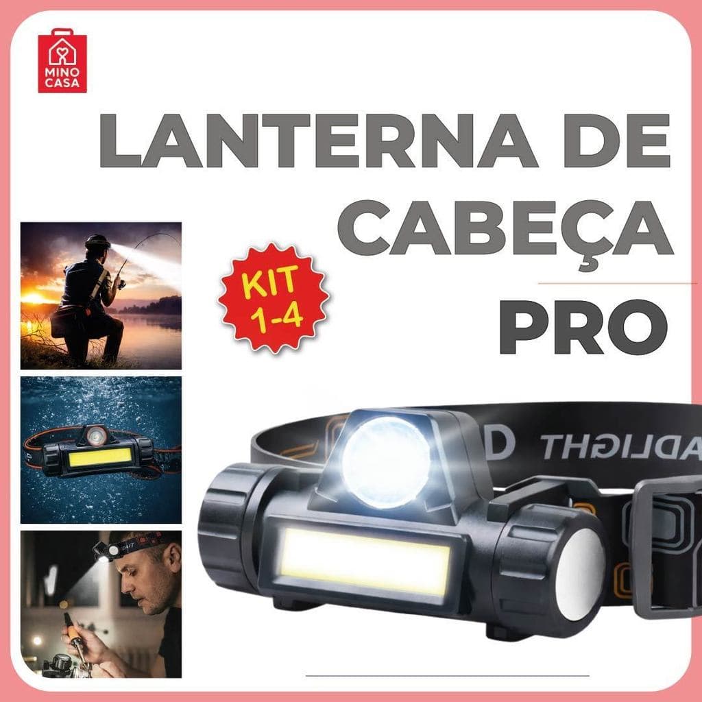 Lanterna de Cabeça Led Alta Potência com lanterna dianteira carregador USB Bivolt