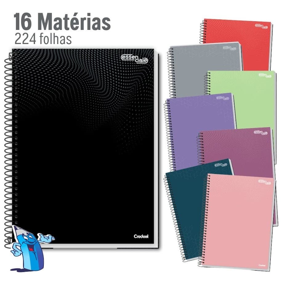 CADERNO 16 MATERIAS UNIVERSITÁRIO COR ÚNICA ESSENCIALE 224 FOLHAS ESPIRAL CREDEAL