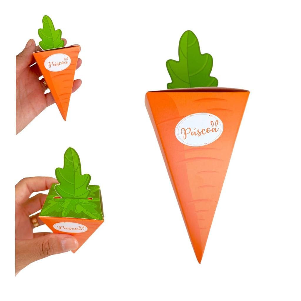 Caixa Cone Cenoura Páscoa Embalagem Chocolate Bombom Trufa
