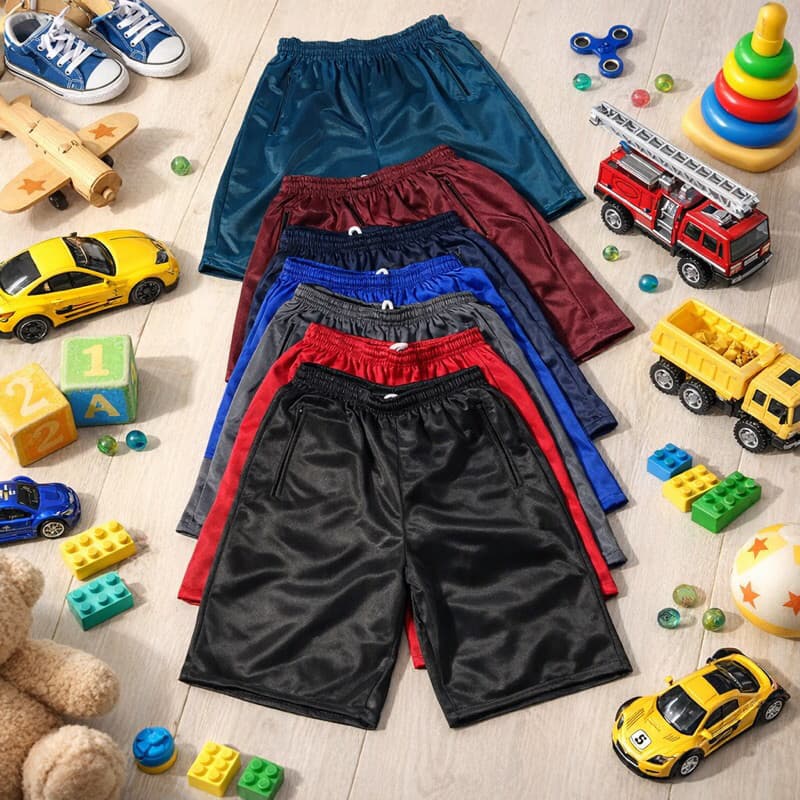 KIT 2 BERMUDAS INFANTIL DRYFIT ZIPS NO BOLSO PARA O DIA DIA