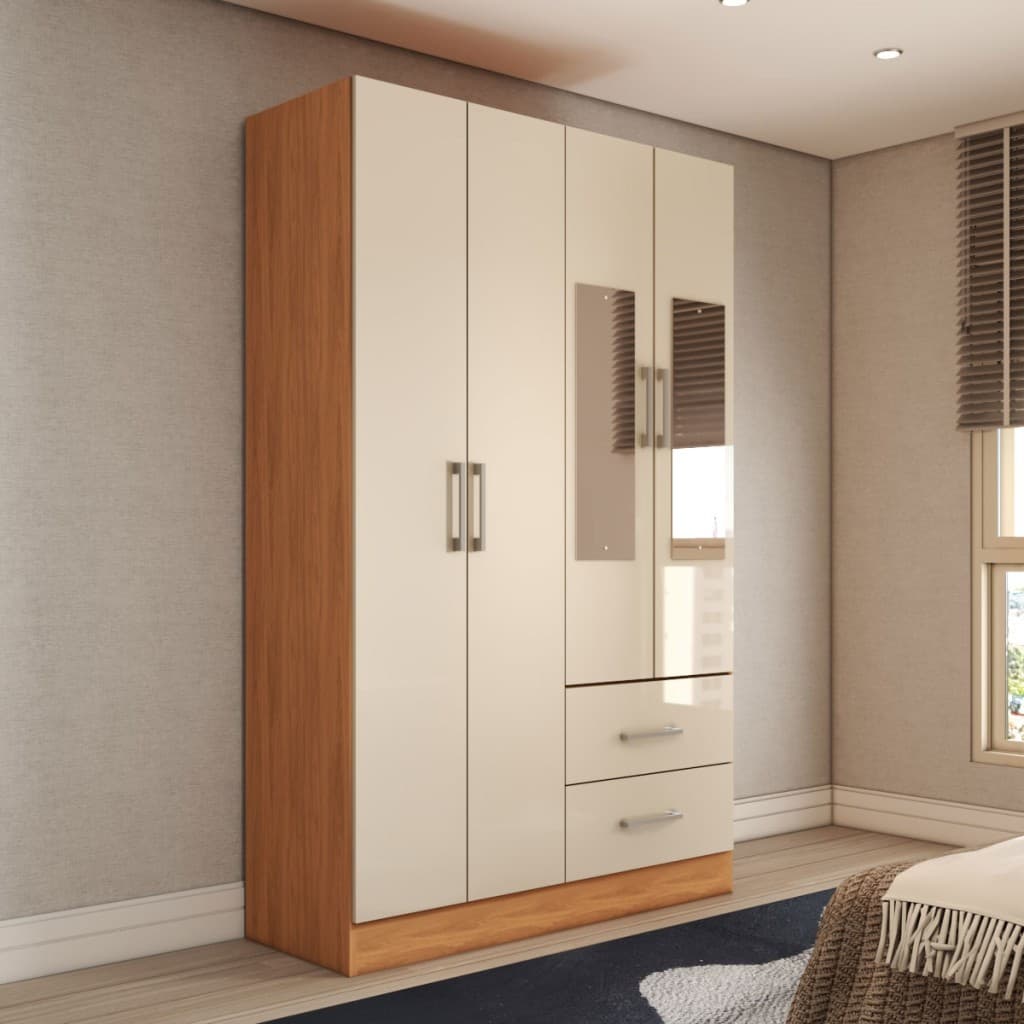 Guarda-Roupa Solteiro Vittorio 4 Portas 2 Gavetas com Espelho - Panorama Móveis