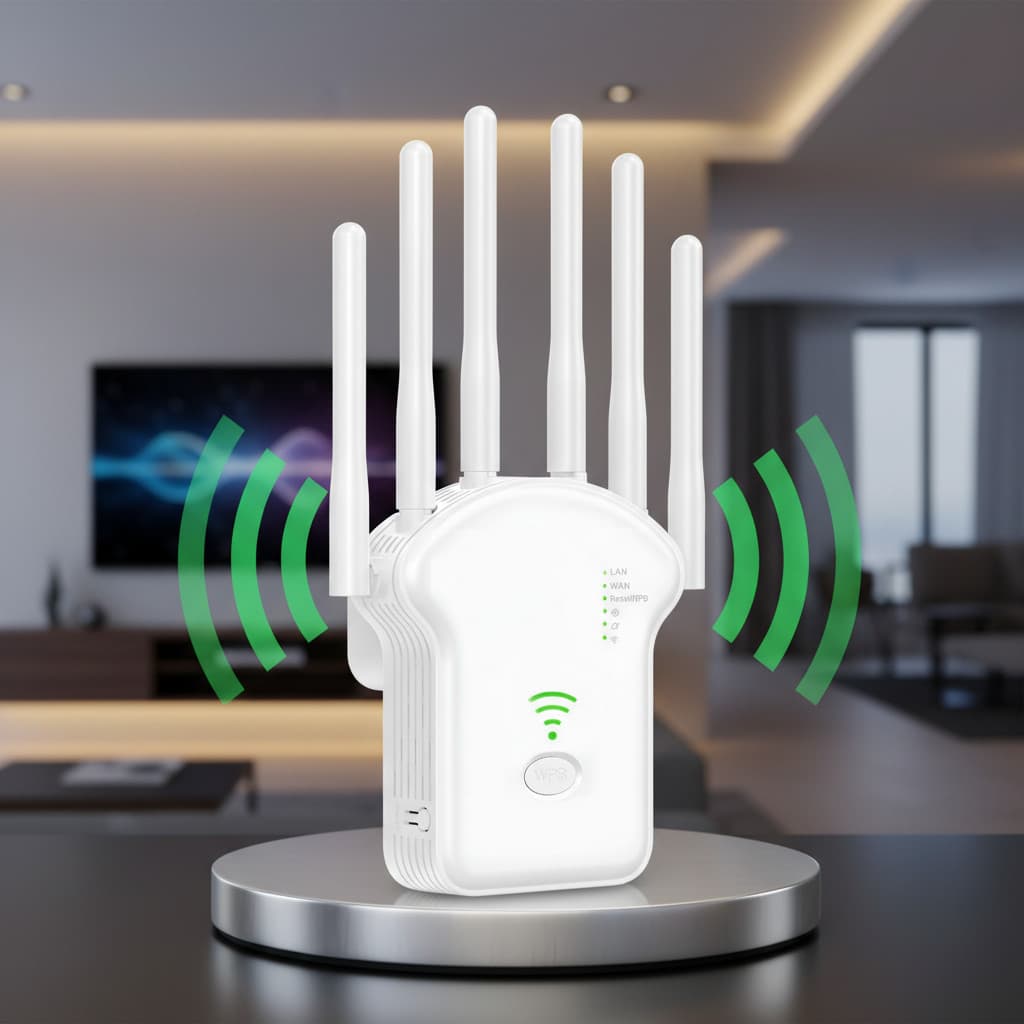 Amplificador de WiFi Repetidor de Sinal 6 Antenas Extensor de Internet Sem Fio