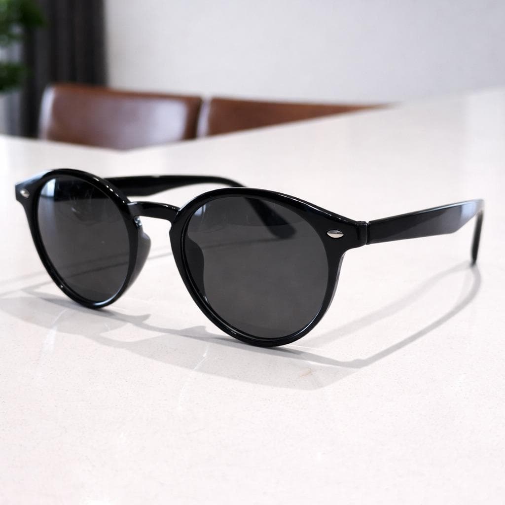 Óculos de Sol Redondo Unissex Retrô Vintage Estiloso Preto Transparente Tartaruga Nude