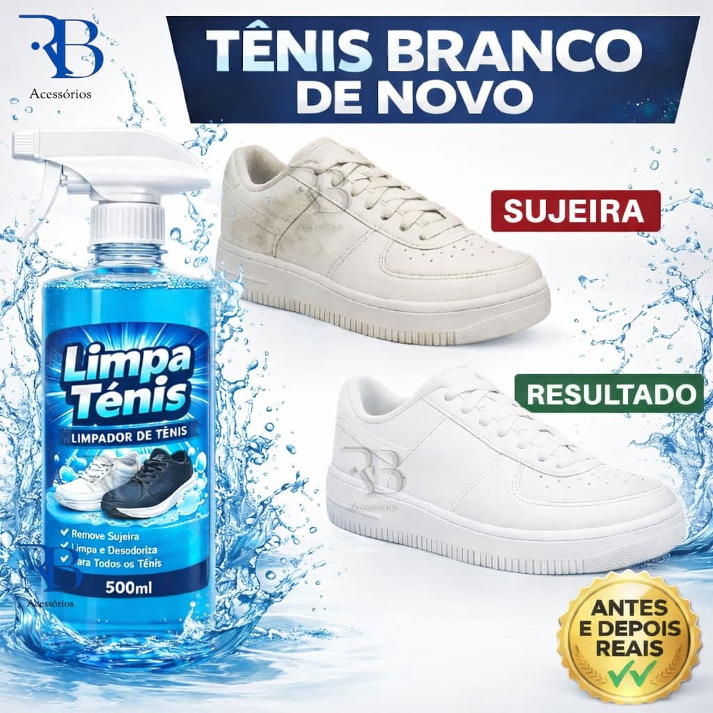 Limpa Tênis Spray Premium Limpeza Profunda 500ml Fácil de Usar.