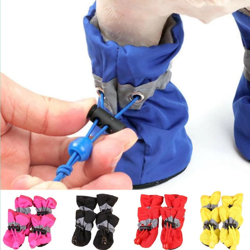 4 Pçs/set À Prova Dwaterproof Água Sapatos Para Cães De Estimação Chihuahua Botas De Chuva Antiderrapantes Calçados Gato