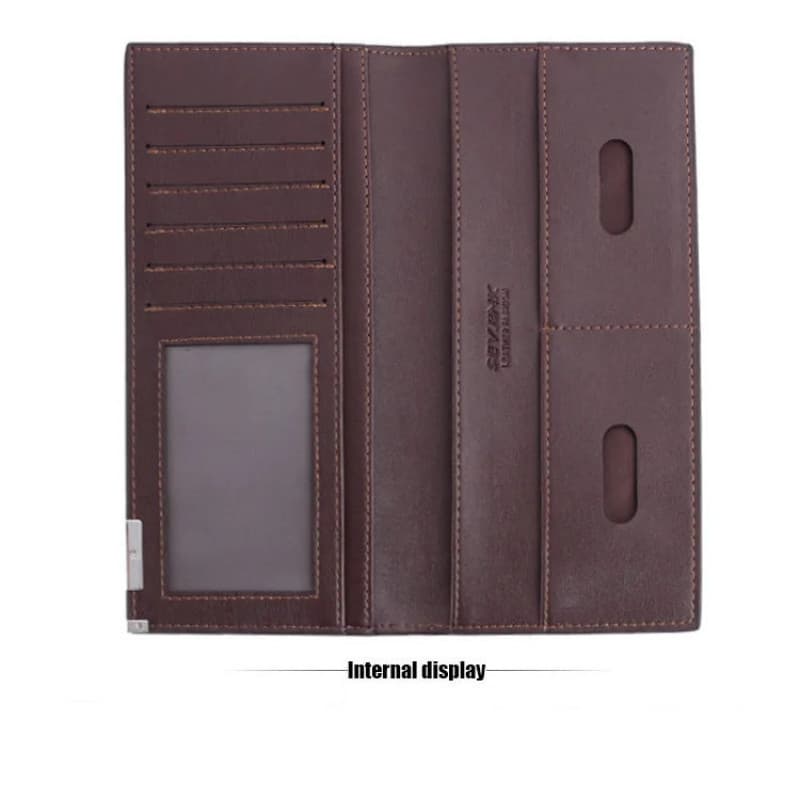 Carteira Masculina De Couro PU Porta-Cartões Bolsa Para Fotos Fina Com Zíper De Metal Azul Preto Negócios