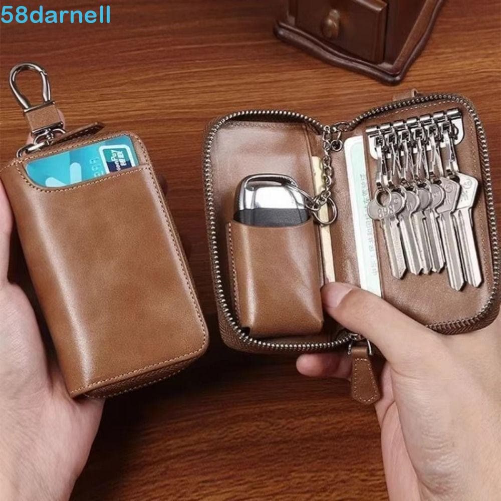 Bolsa Organizadora De Chaves DARNELL , Carteira Retrô Fashion Para De Carro , Portátil De Couro PU Armazenamento