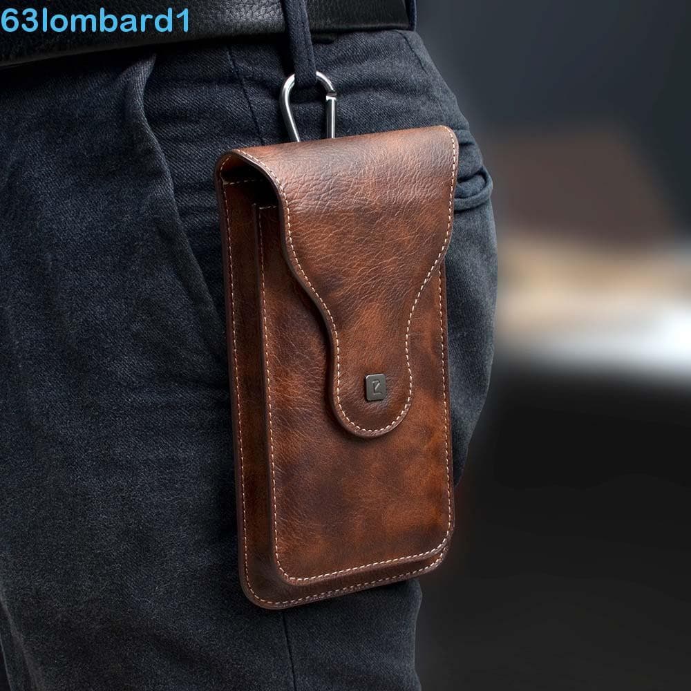 LOMBARD1 Bolsa De Cintura Para Telefone PU , Carteira Clássica De Couro De Cavalo Louco Anti-Perda , Cartão Retrô De Bol