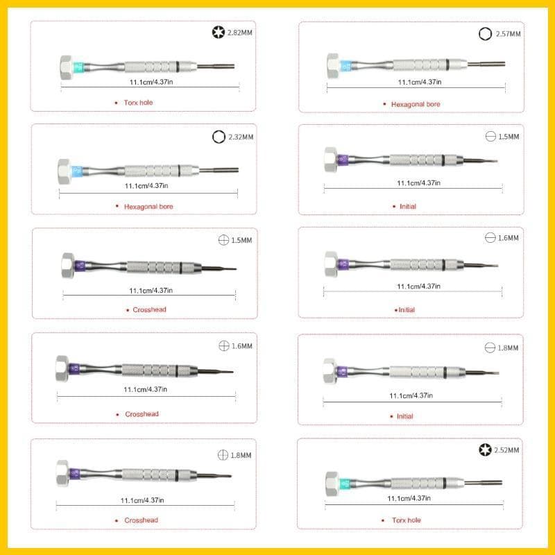 Kit Reparo Óculos Multitamanho Viv Ferramenta Chave Fenda Aço Para Fixação