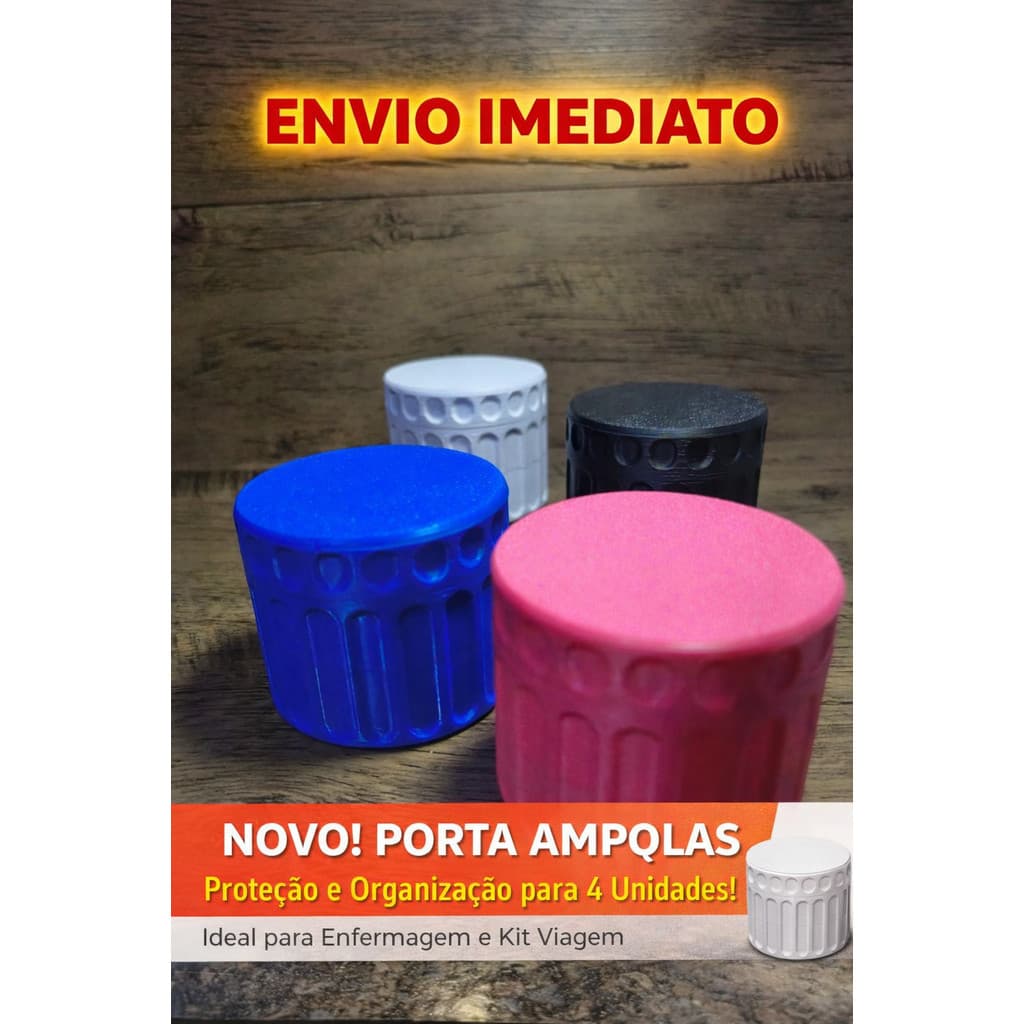 Organizador De Ampolas Estojo Porta 4 Unidades Case Rígida Para Vacinas e Injeções
