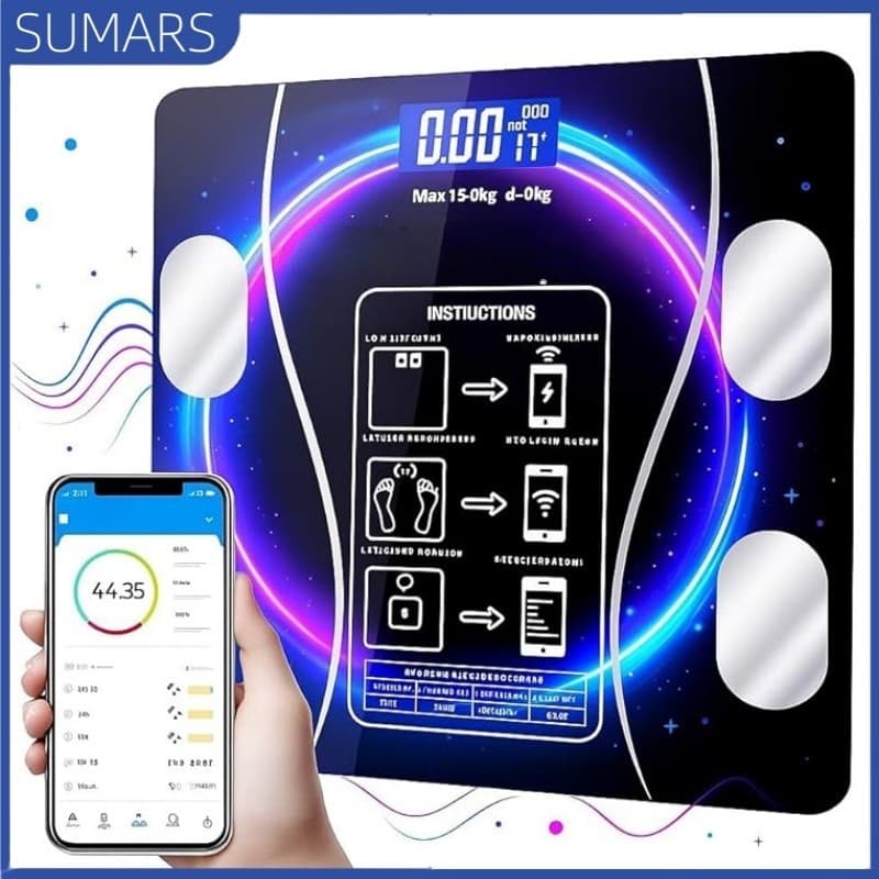 Balança Corporal Profissional Bluetooth Aplicativo LED Cobertura De Vidro Até 180kg