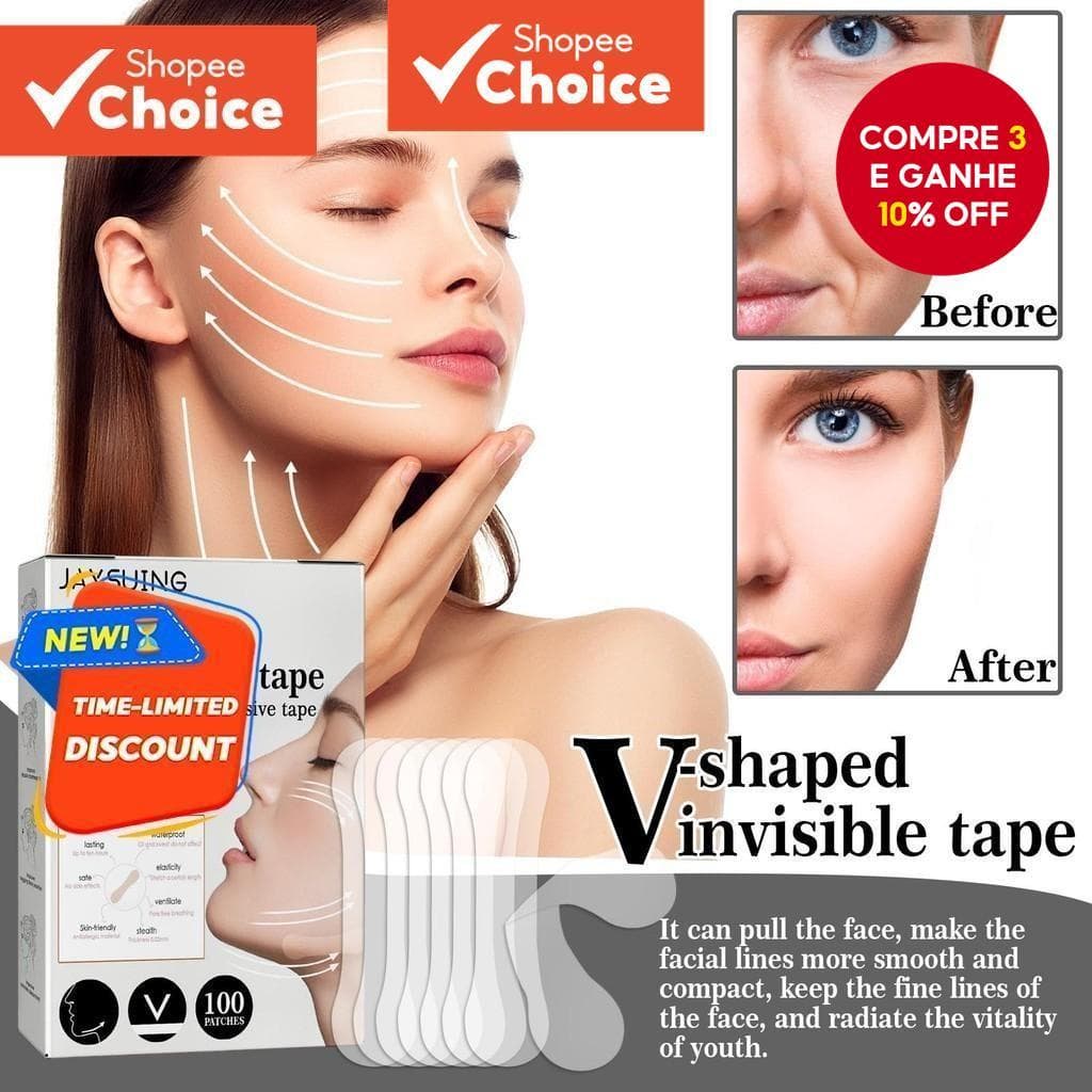 Fita V-Lift Invisível De 100 Unidades , Endurecimento Facial E Suavização De Rugas , Redutor De Queixo Duplo , Contorno 