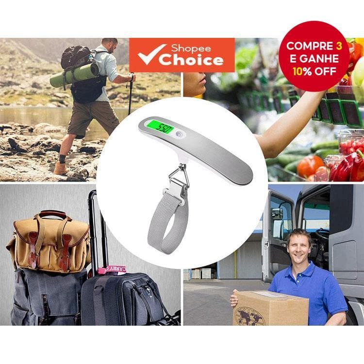 Balança Portátil De Bagagem De Viagem De 50 Kg-Em Forma De T Com Gancho , Cinto E Display Digital