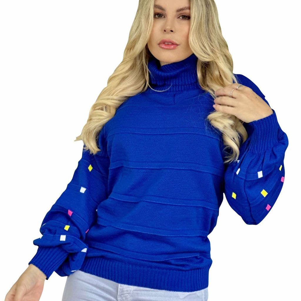 Malha de Lã Joice Tricot Feminino Inverno Manga Longa
