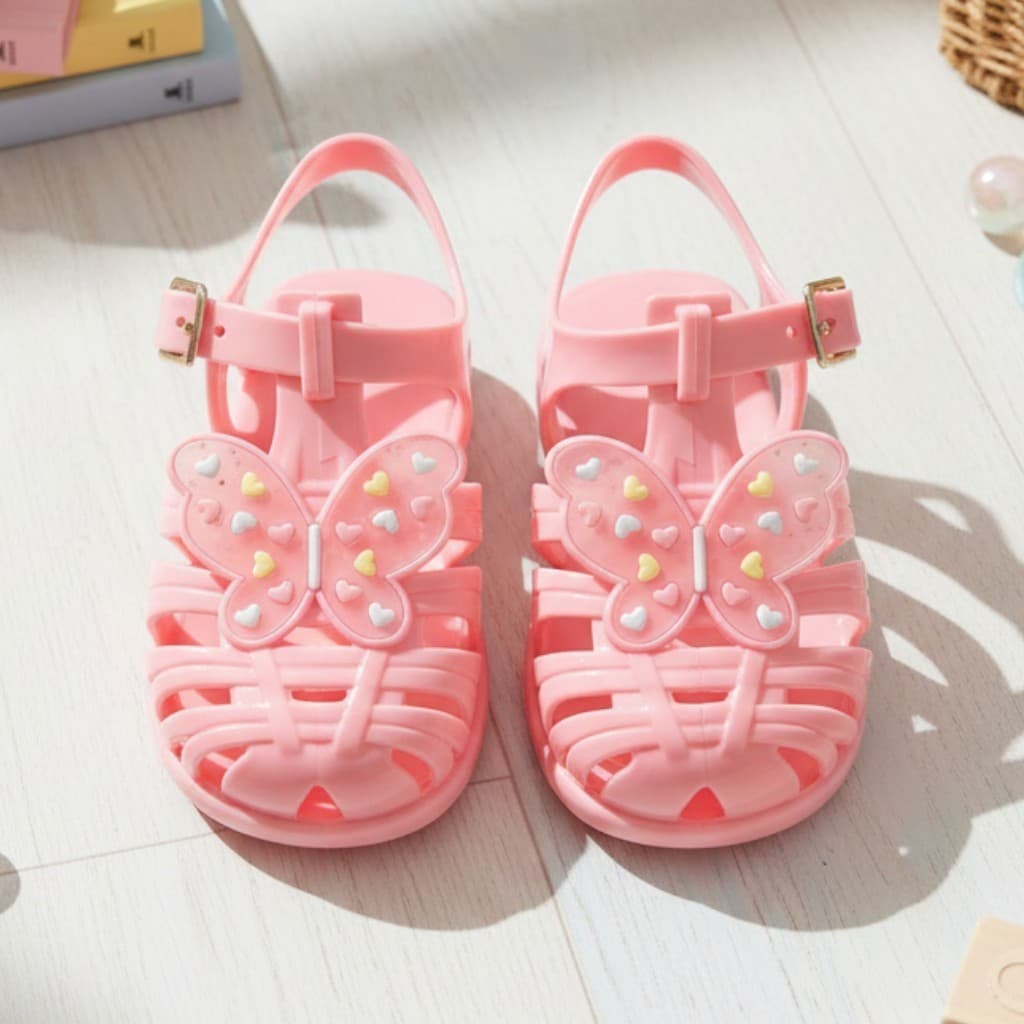 Sandálias infantil Delicada Papete Feminina Menina Colorida Leve Confortável Borboletinha Coloridas