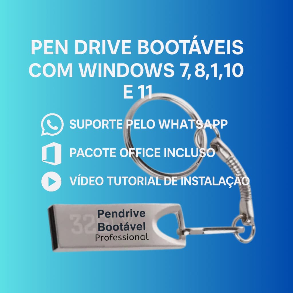 Pen drive Bootável para formatacao instalacao compativel windows 7 10 11