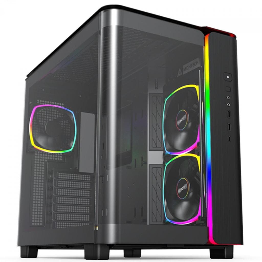 Gabinete Gamer Montech King 95 Pro, ARGB, Mid Tower, Vidro Temperado, ATX, Black, Sem Fonte, Com 6 Fans