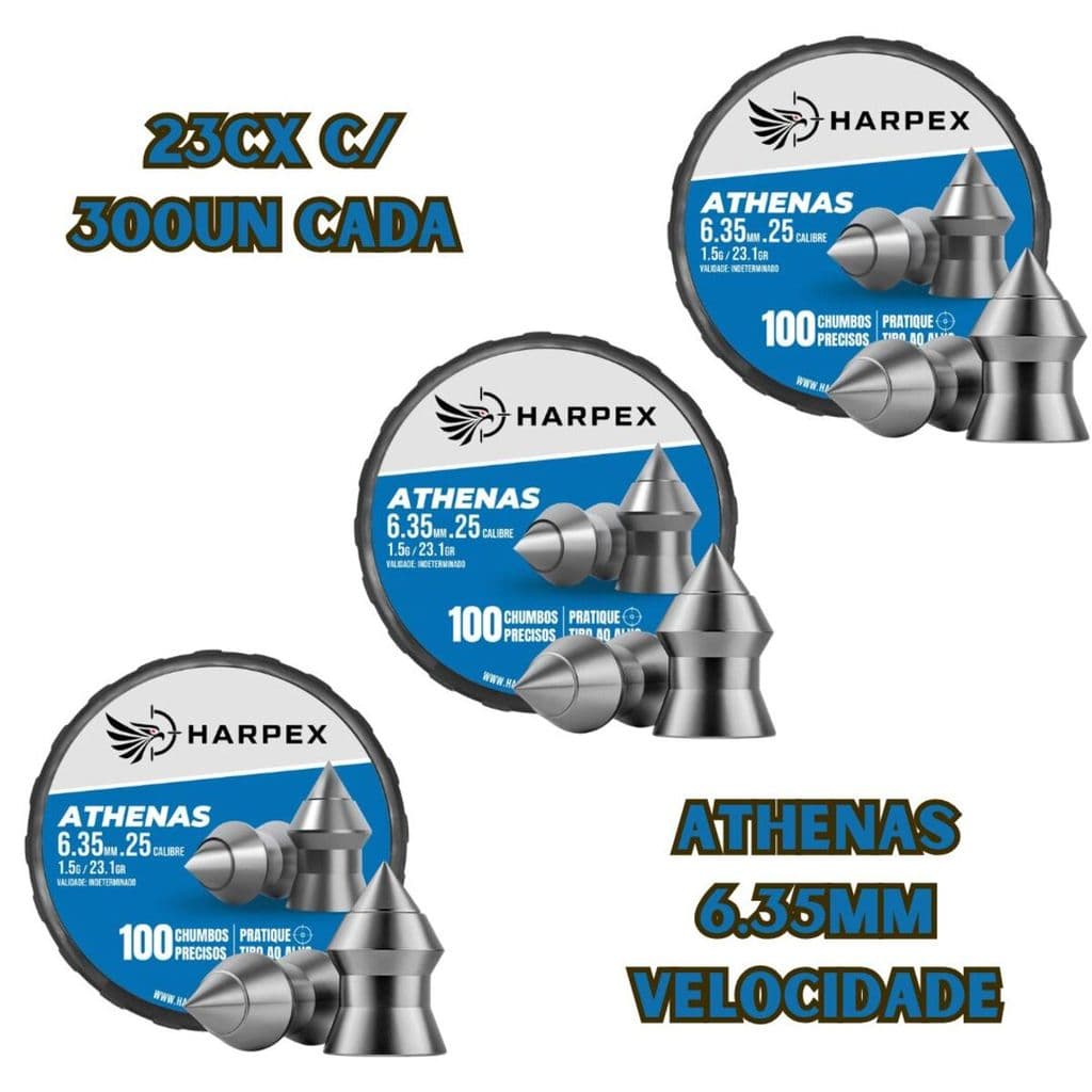 Kit Triplo Harpex Athenas 6,35mm (.25) – 300 Chumbinhos Alta Precisão
